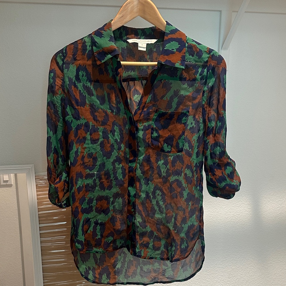 Diane Von Furstenberg Multicolor Sheer Blouse